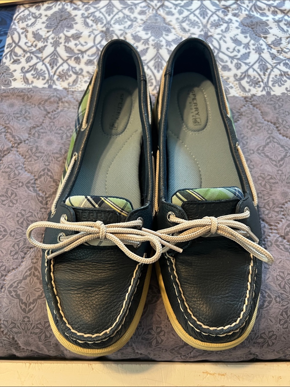 Sperry Navy Plaid Boat Shoe Size 8.5
